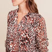T-shirt manches longues col nou&eacute; marron femme