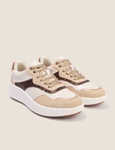 Baskets &agrave; talon compens&eacute; sable femme