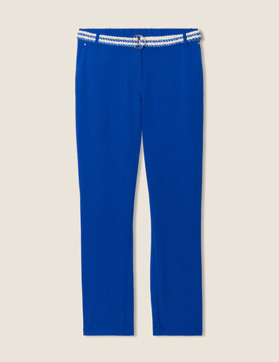 Pantalon chino à ceinture bleu electrique femme