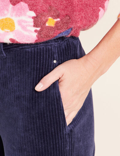 Pantalon en velours bleu marine femme