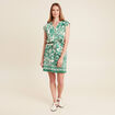 Robe droite courte col V manches courtes ecru femme