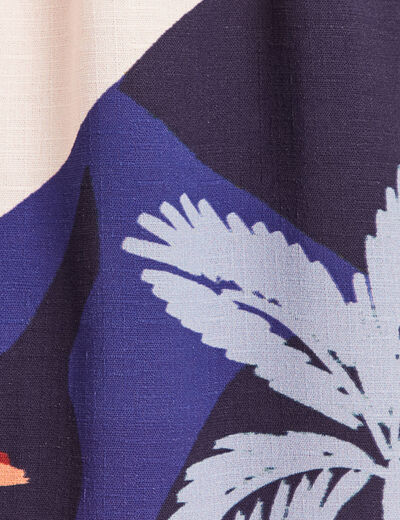 Robe courte évasée manches 3/4 bleu femme