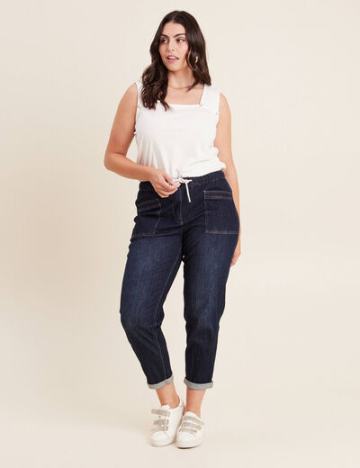 Jean large à coulisse denim brut femme