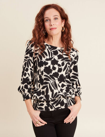 Blouse manches 3/4 noir femme