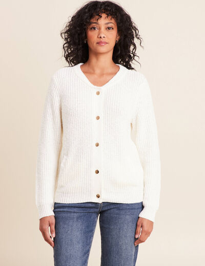 Gilet manches longues ecru femme