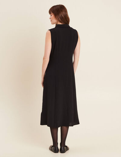 Robe longue évasée noir femme
