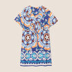 Robe droite col cache-coeur bleu femme