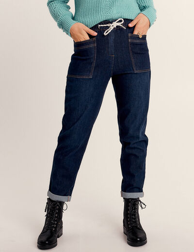 Jean large à coulisse denim brut femme