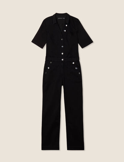 Combinaison pantalon en jean noir femme