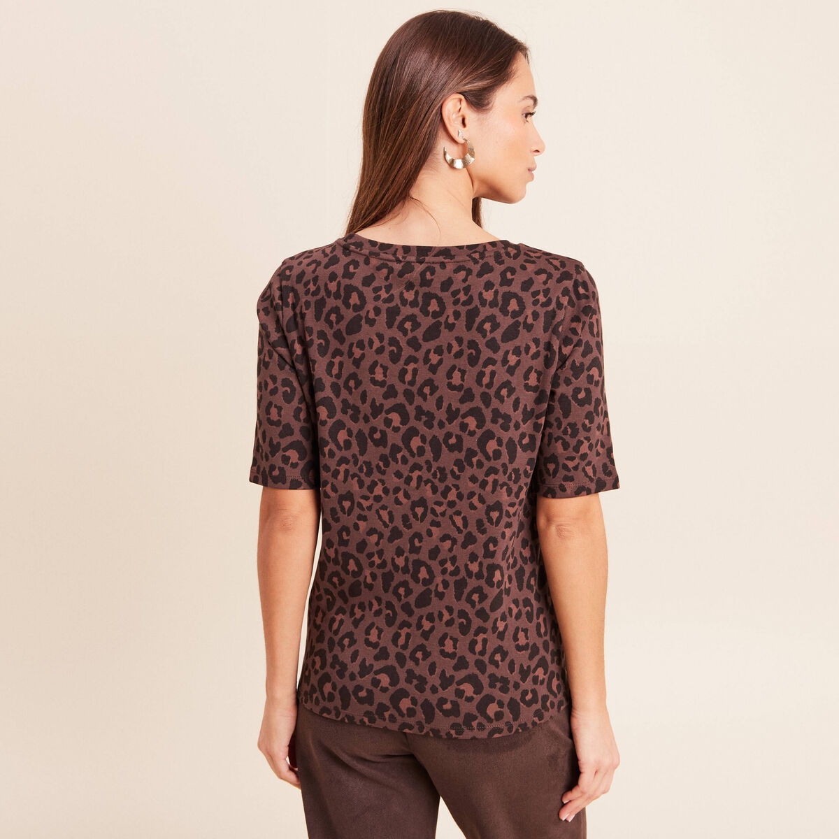 T-shirt en coton biologique marron femme
