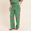 Pantalon large taille haute vert femme