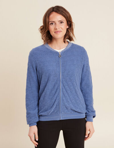 Gilet réversible ajouré bleu ciel femme