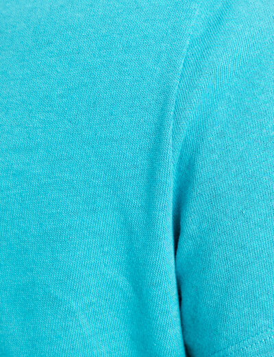 T-shirt manches courtes col en V vert turquoise femme