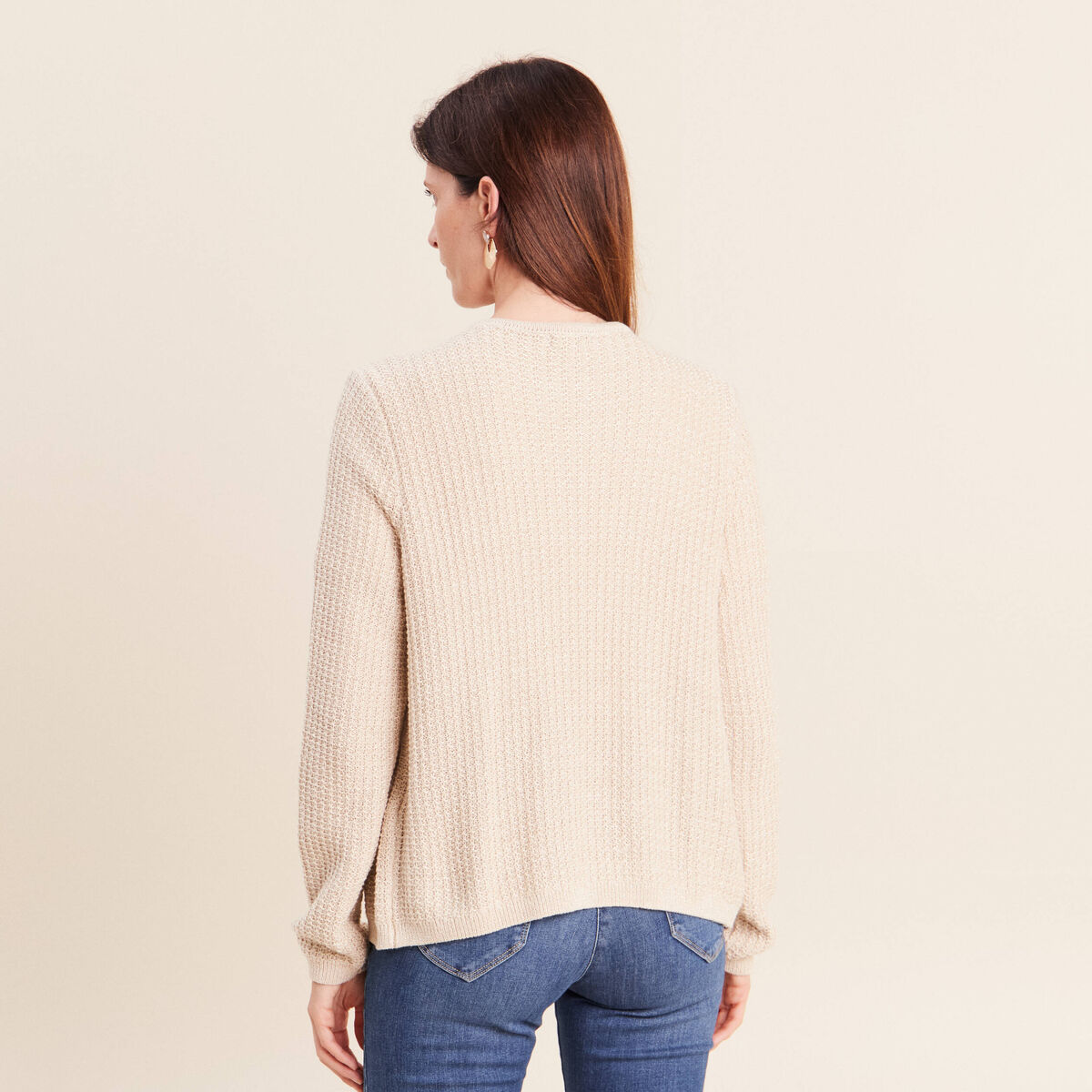 Gilet col rond couleur or femme