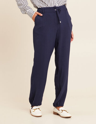 Pantalon large taille standard bleu foncé femme