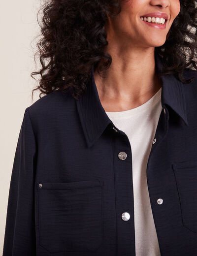 Veste cintrée boutonnée bleu foncé femme