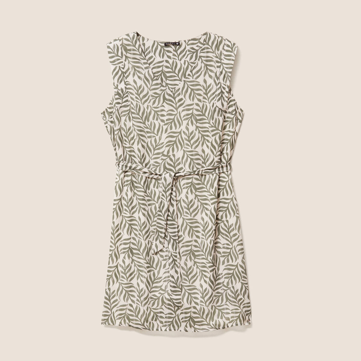 Robe droite ceintur&eacute;e vert femme