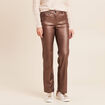 Pantalon enduit coupe large marron fonc&eacute; femme