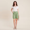 Short droit &agrave; pinces vert olive femme