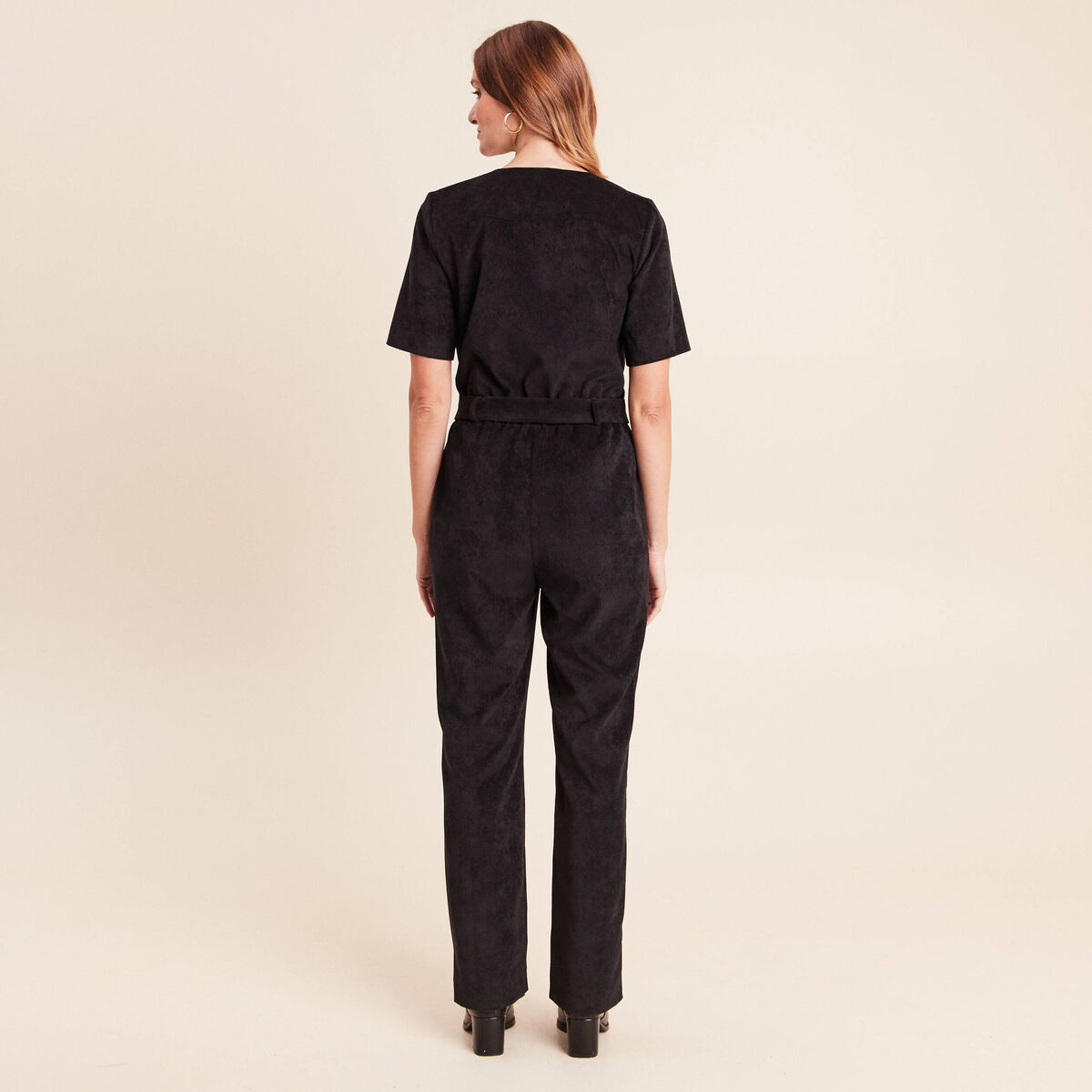 Combinaison en velours noir femme