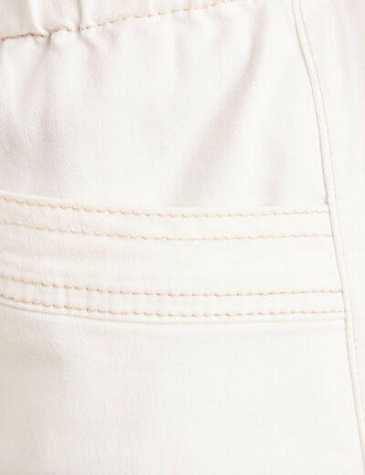 Pantalon coupe droite à coulisse blanc femme