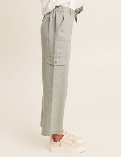 Pantalon large 7/8ème vert clair femme