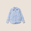 Blouse ample manches longues brod&eacute;e bleu ciel femme