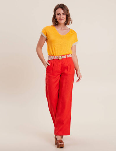 T-shirt manches courtes jaune or femme