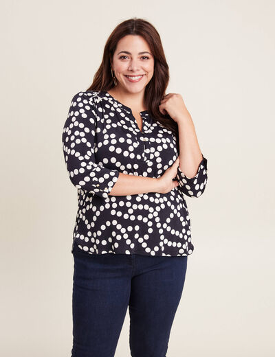 Blouse manches 3/4 noir femme