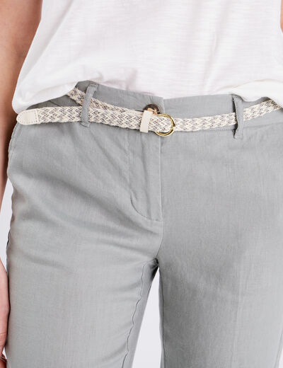 Pantalon flou ceinturé vert clair femme