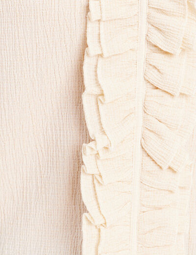 Blouse col v manches longues sable femme