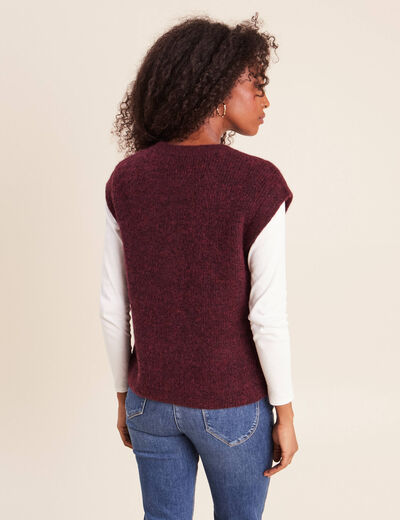 Gilet col rond bordeaux femme