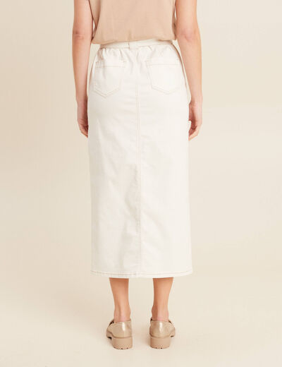Jupe longue fourreau ecru femme