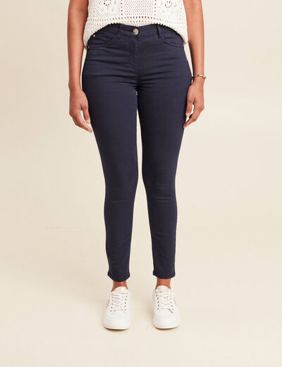 Pantalon léger taille standard 7/8ème bleu marine femme