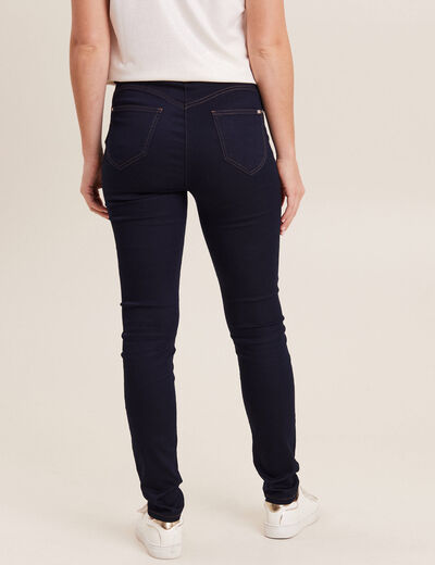 Jeans léger taille haute long denim brut femme