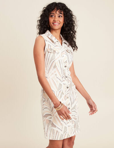 Robe droite en jean beige femme