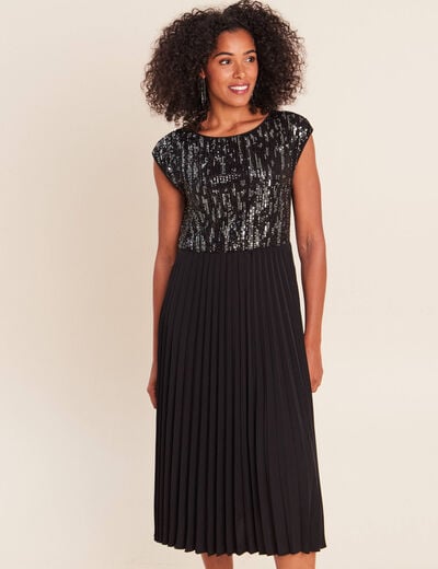 Robe midi &eacute;vas&eacute;e gris fonc&eacute; femme