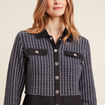 Robe droite buste tweed noir femme