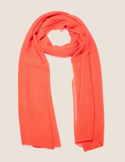 Foulard plissé paillettes orange foncé femme