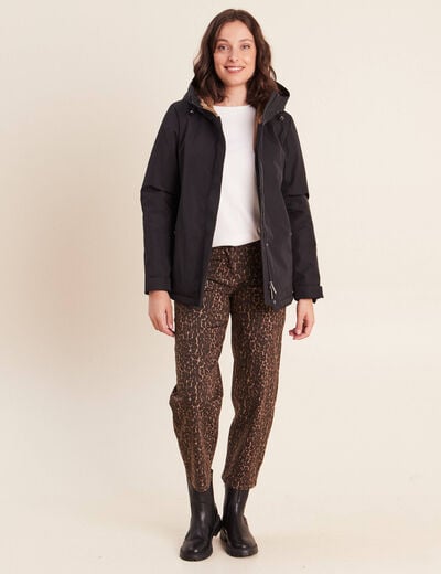 Parka doubl&eacute;e avec capuche noir femme