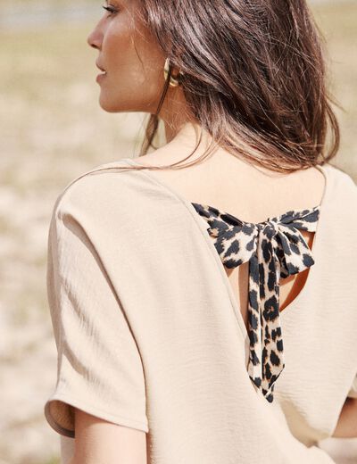 Blouse fluide manches 3/4 creme femme