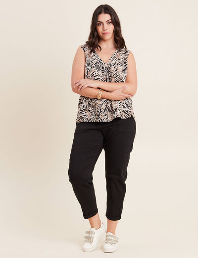 Pantalon coupe droite à coulisse noir femme