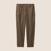 Pantalon coupe chino 7/8&egrave;me effet enduit vert kaki femme