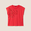 T-shirt &agrave; sequins manches courtes rouge femme