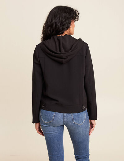 veste cintrée doublée avec capuche noir femme
