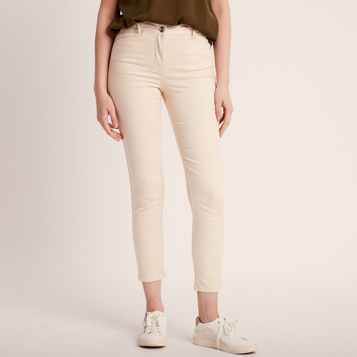 Pantalon ajusté ivoire femme