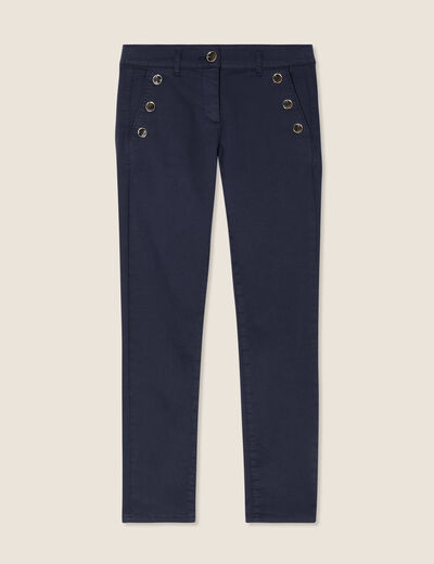 Pantalon ajusté 7/8ème bleu marine femme