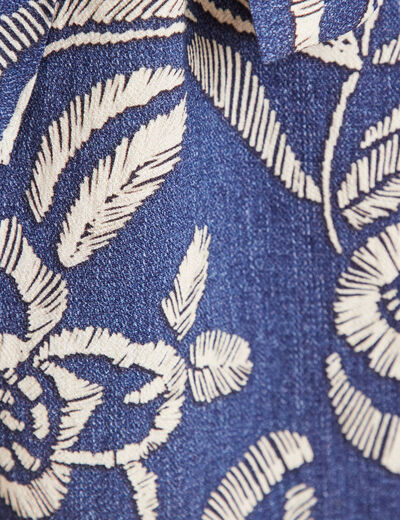Robe droite courte manches courtes bleu femme