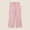 Pantalon large taille haute fluide rose femme
