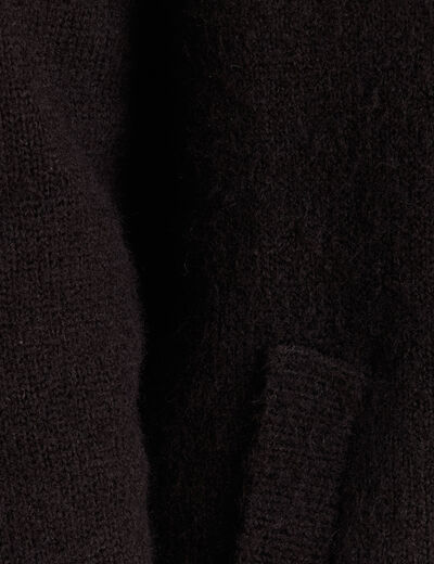 Gilet droit long col chemise noir femme